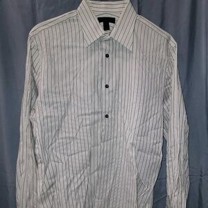 Men's White Striped Dress Shirt | French Cuff | Express | Medium